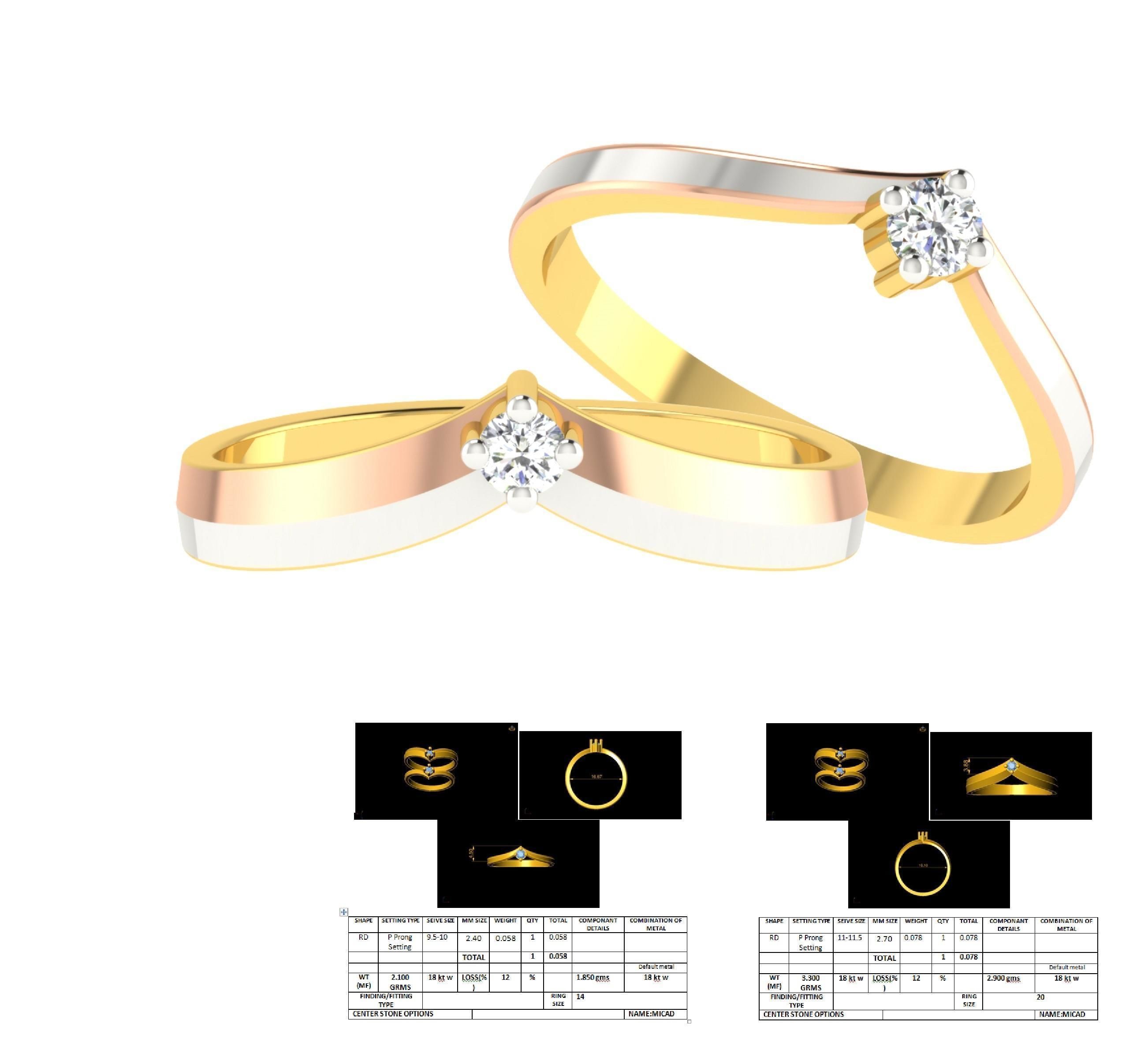 Couple Band Ring 3dm stl render detail 3D print model_2