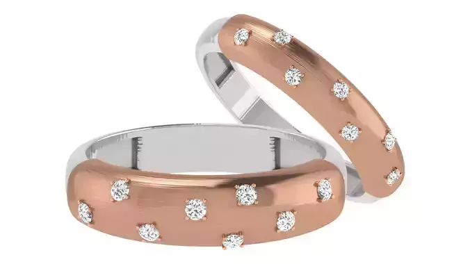 Couple Band Ring 3dm stl render detail