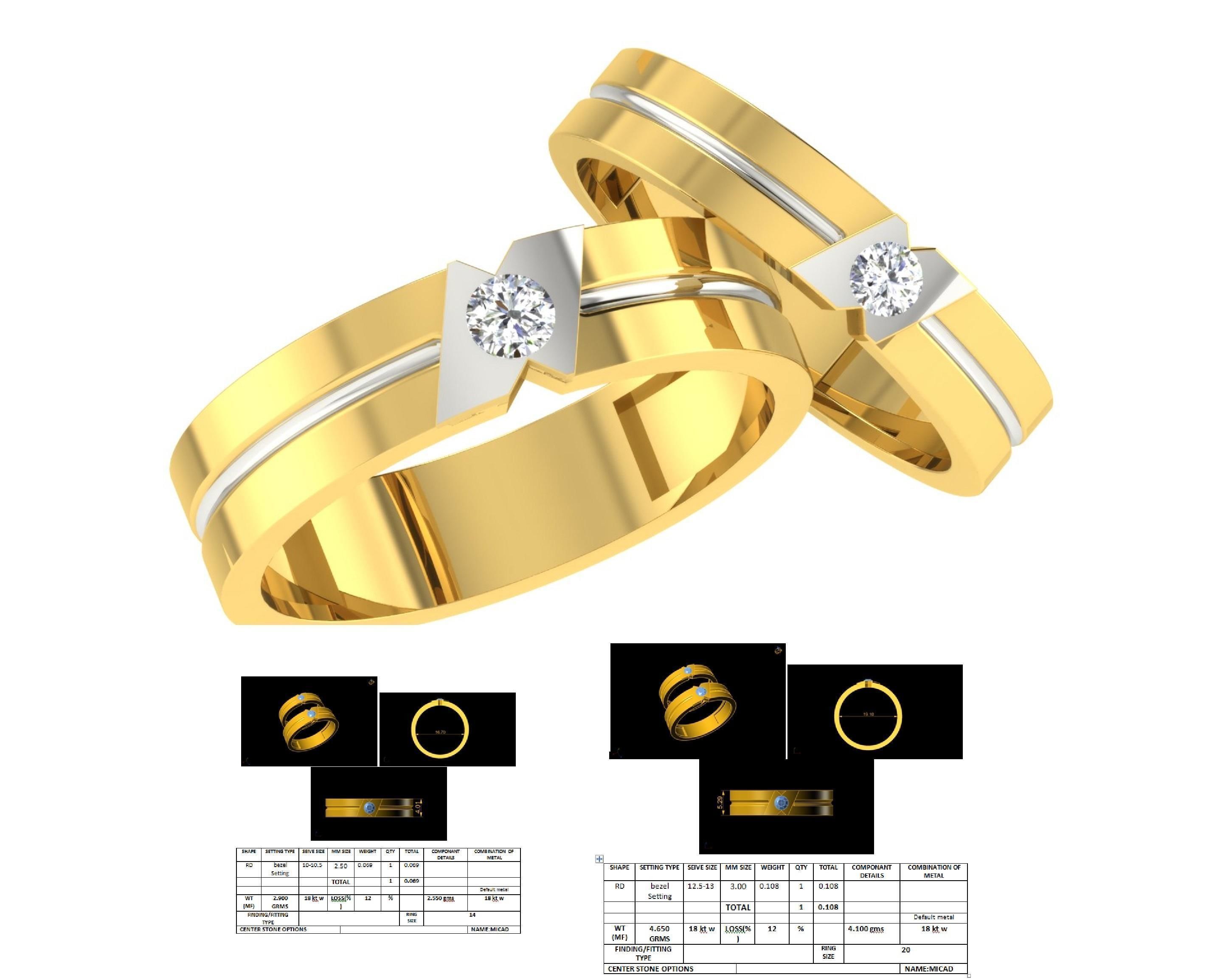 Couple Band Ring 3dm stl render detail 3D print model_1