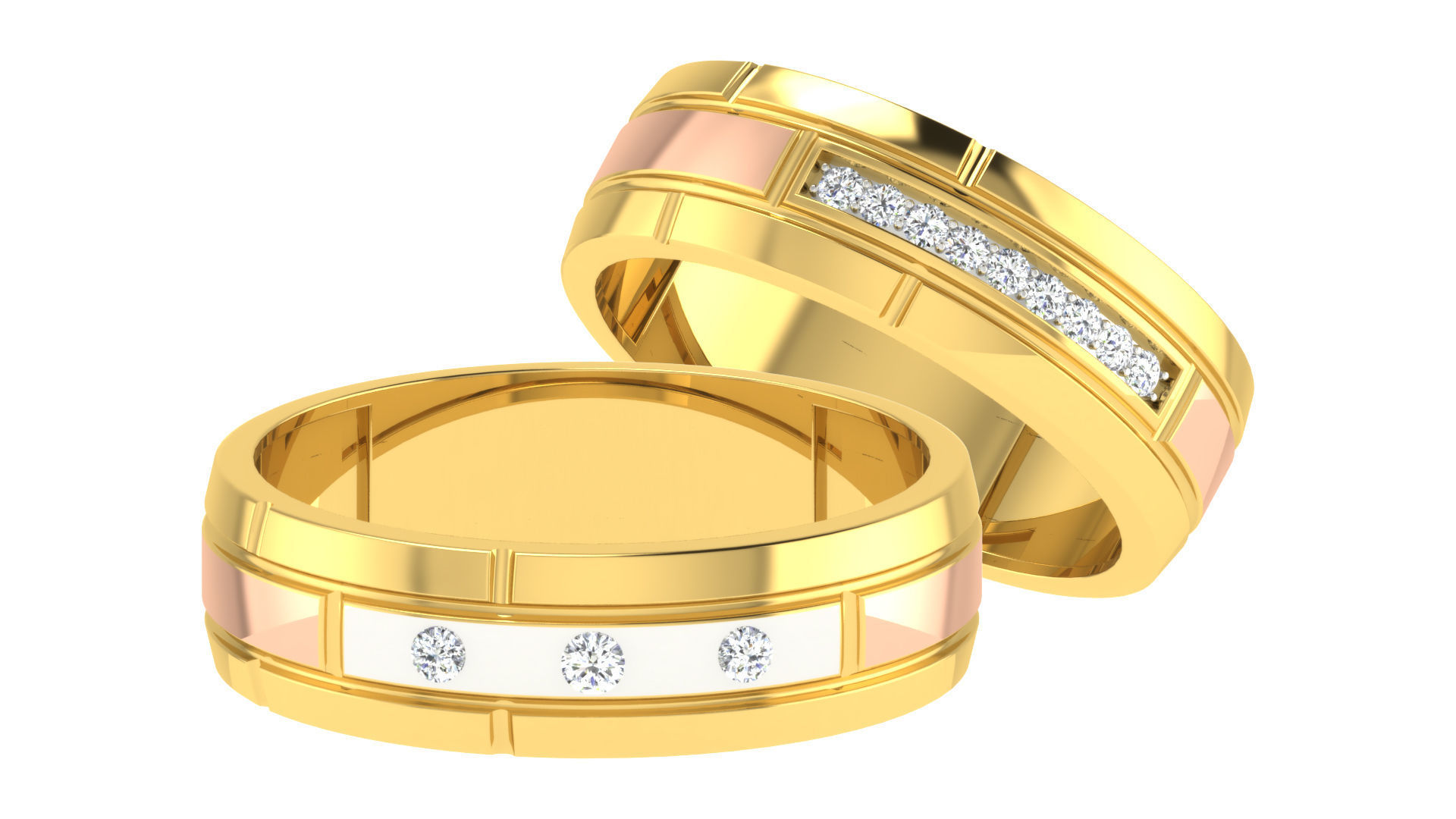 Couple Band Ring 3dm stl render detail 3D print model_1
