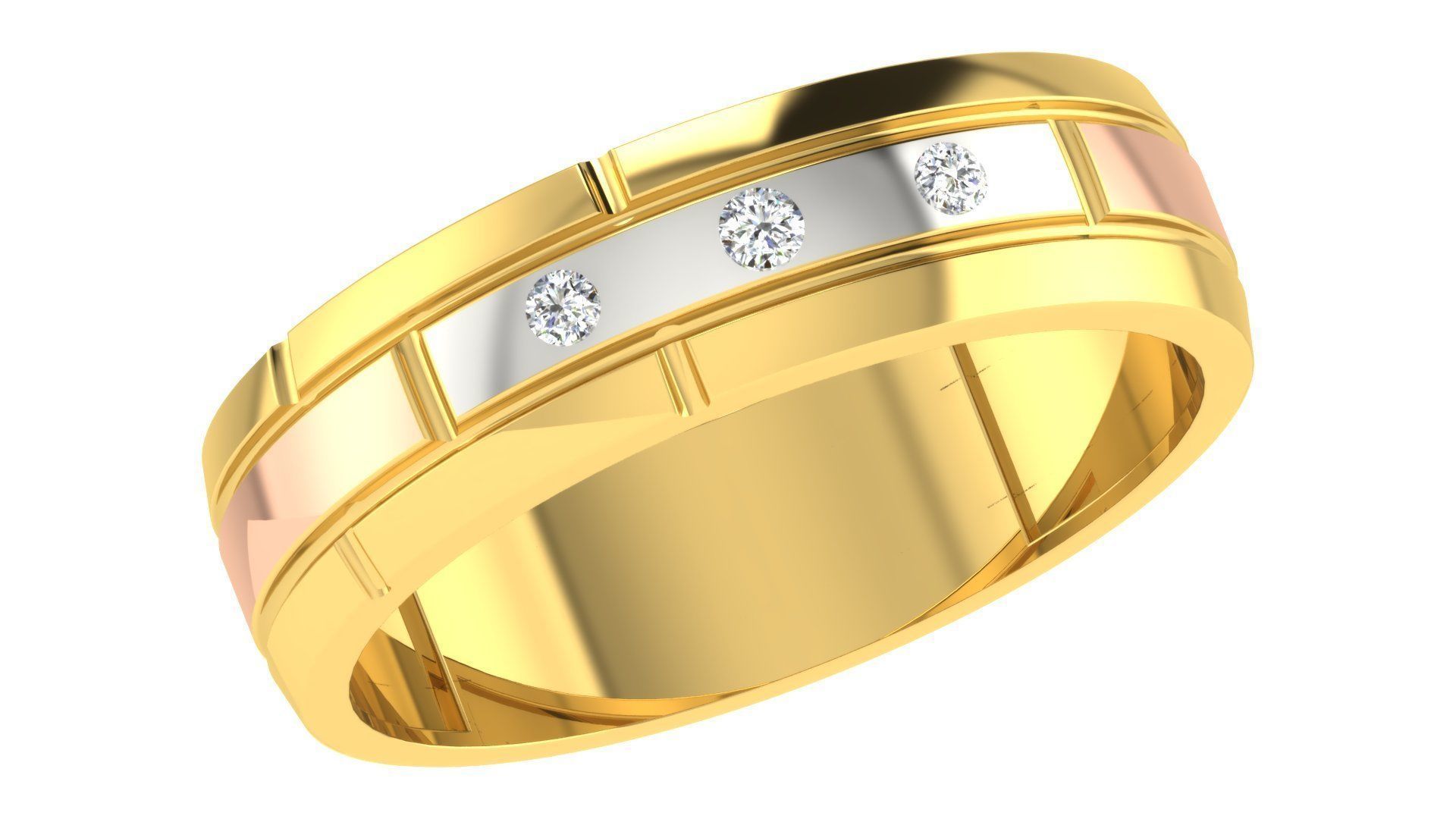 Couple Band Ring 3dm stl render detail 3D print model_16