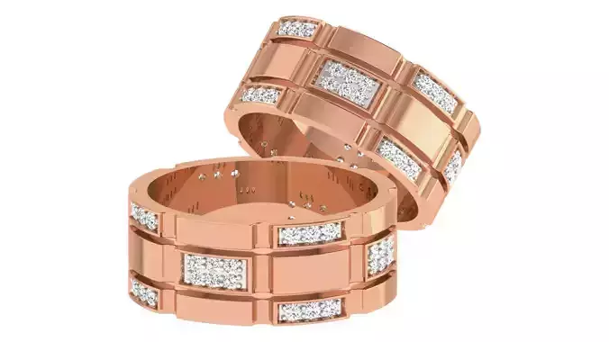 Couple Band Ring 3dm stl render detail