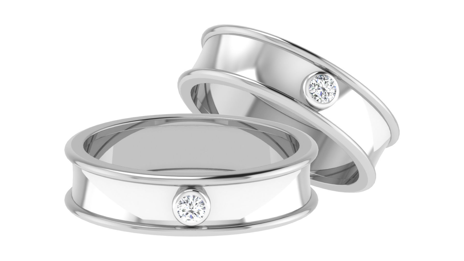 Couple Band Ring 3dm stl render detail 3D print model_3