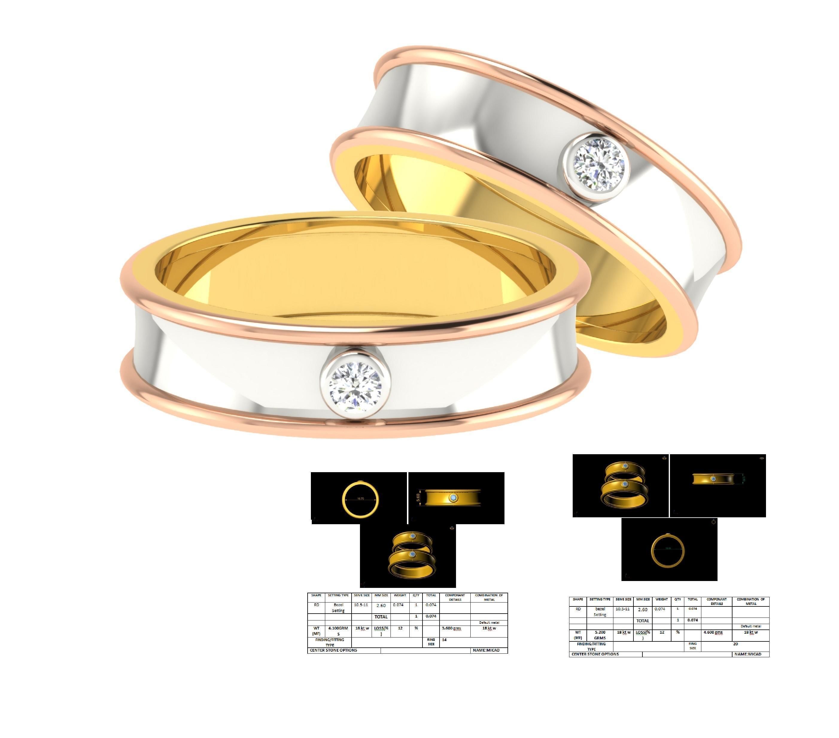 Couple Band Ring 3dm stl render detail 3D print model_2