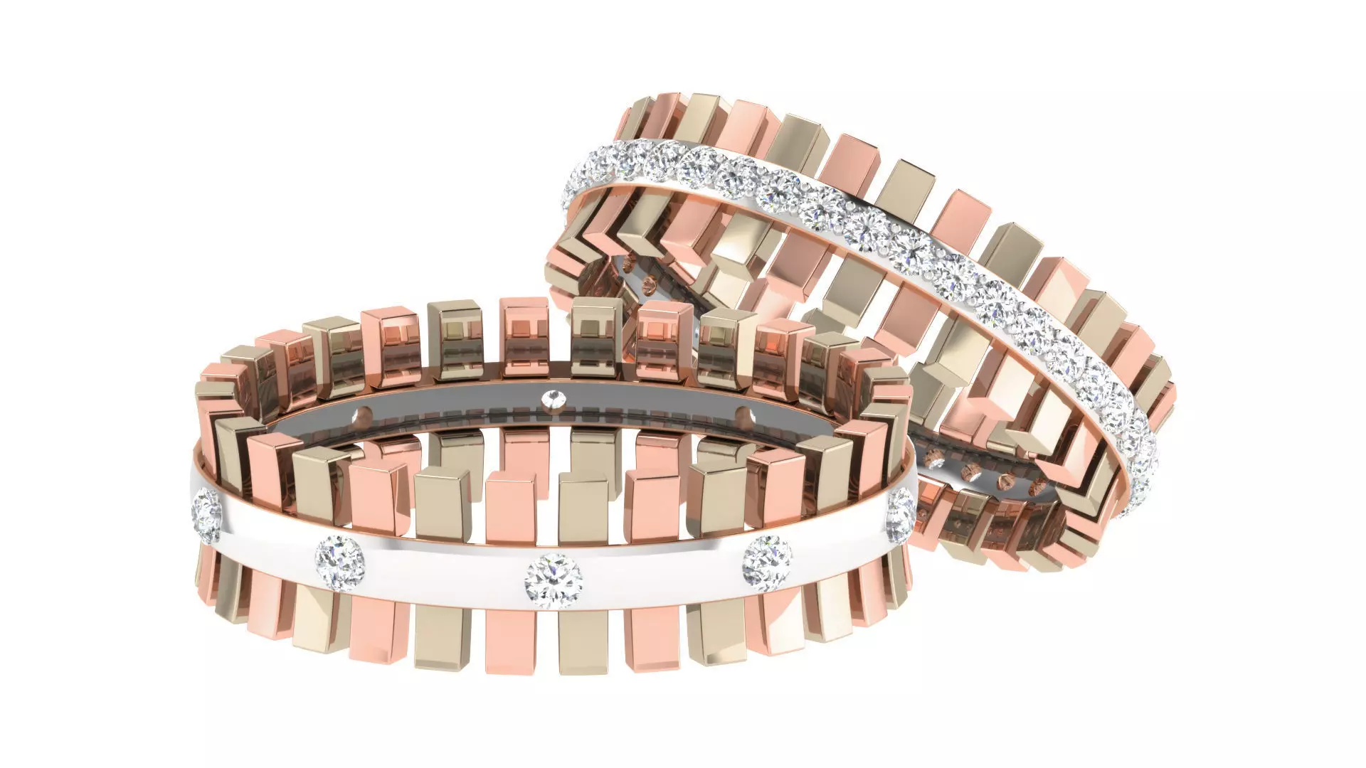 Couple Band Ring 3dm stl render detail 3D print model_0