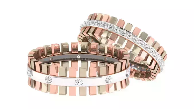 Couple Band Ring 3dm stl render detail