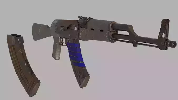 Rusty Gun  Free low-poly 3D model