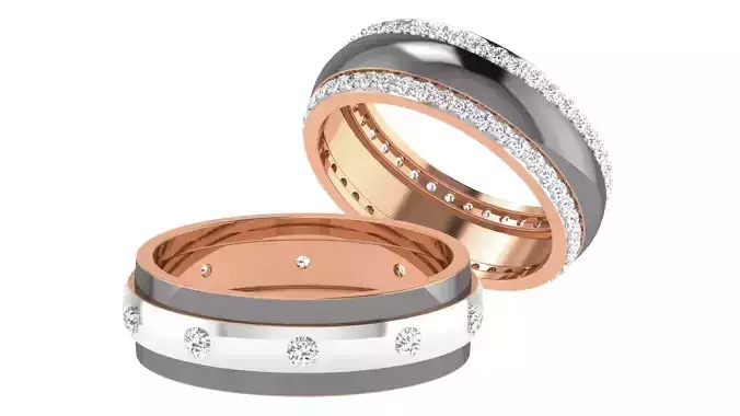 Couple Band Ring 3dm stl render detail
