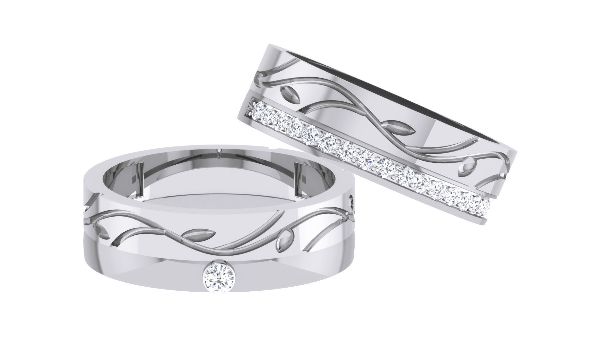 Couple Band Ring 3dm stl render detail 3D print model_2