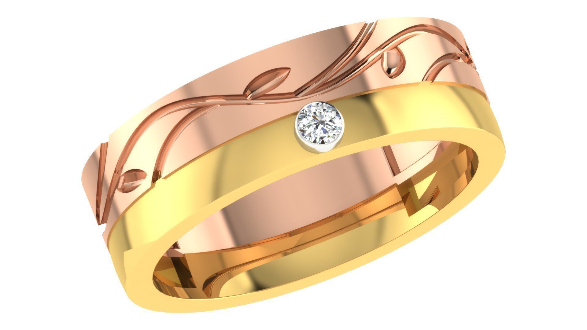 Couple Band Ring 3dm stl render detail 3D print model_16