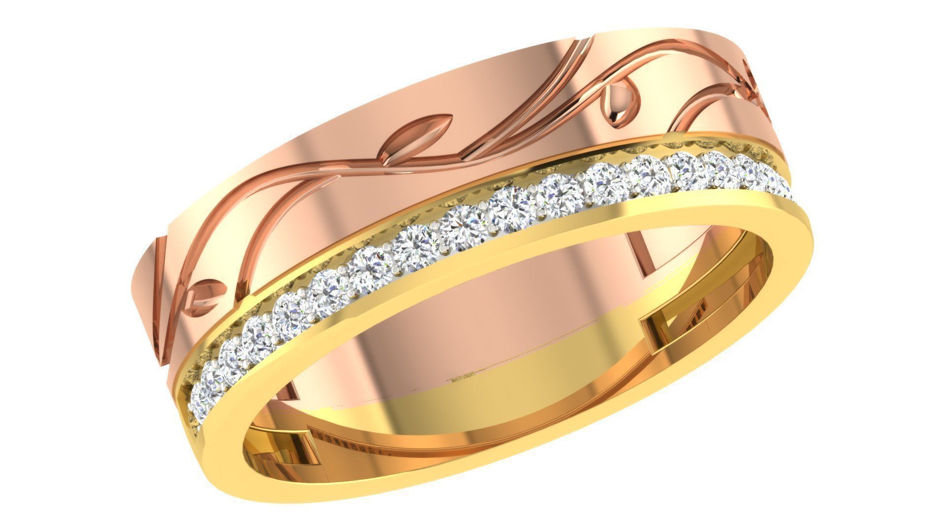 Couple Band Ring 3dm stl render detail 3D print model_4