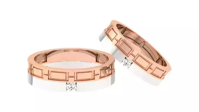 Couple Band Ring 3dm stl render detail