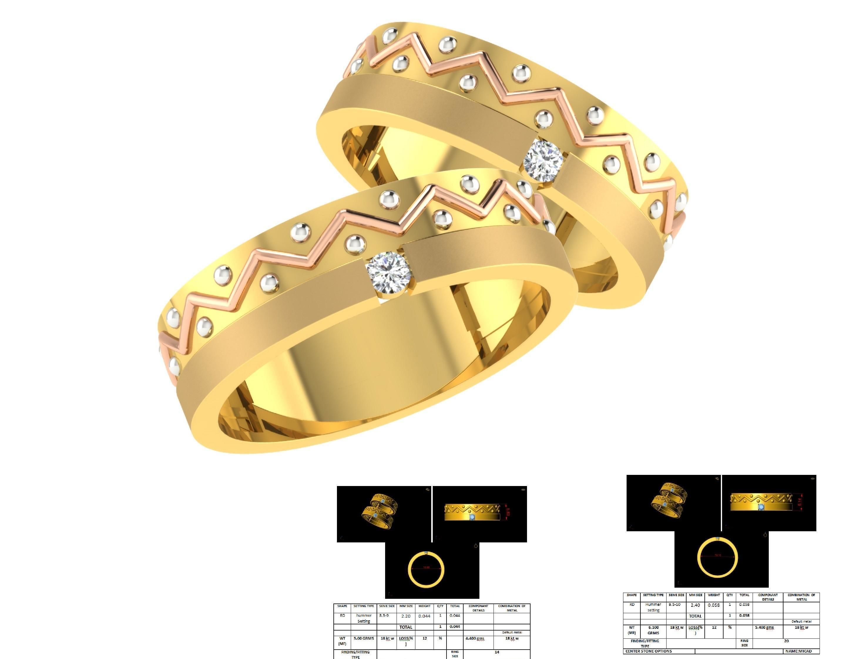 Couple Band Ring 3dm stl render detail 3D print model_1