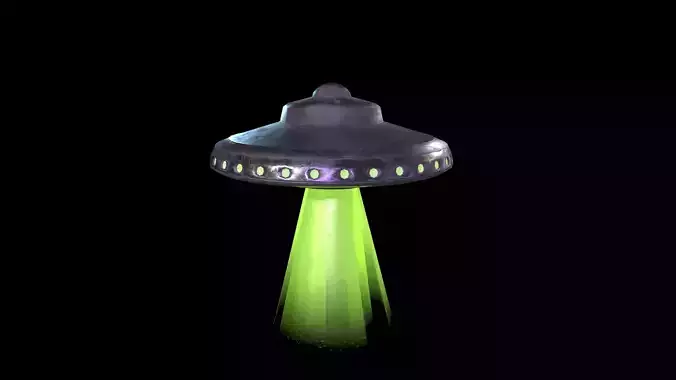 Retro stylized UFO spaceship low poly PBR asset