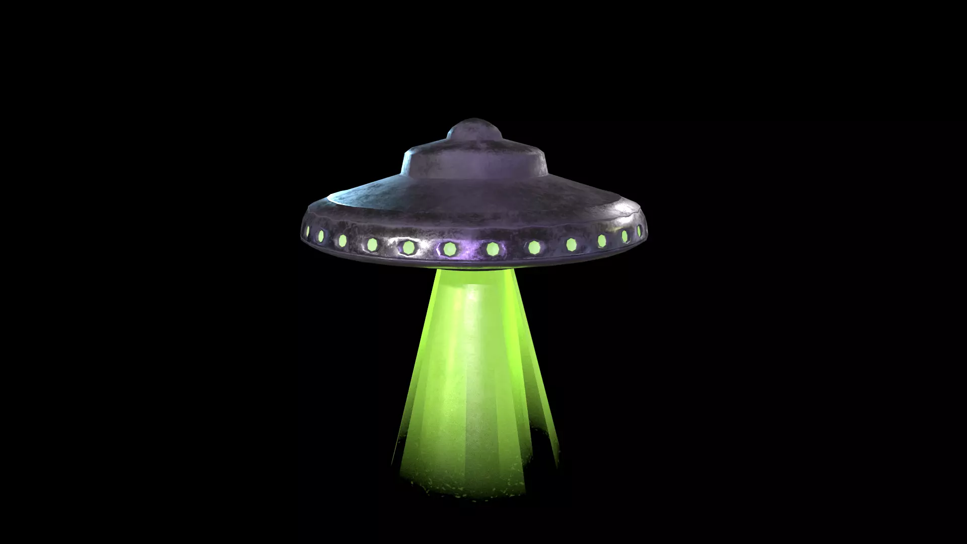 Retro stylized UFO spaceship low poly PBR asset Low-poly 3D model