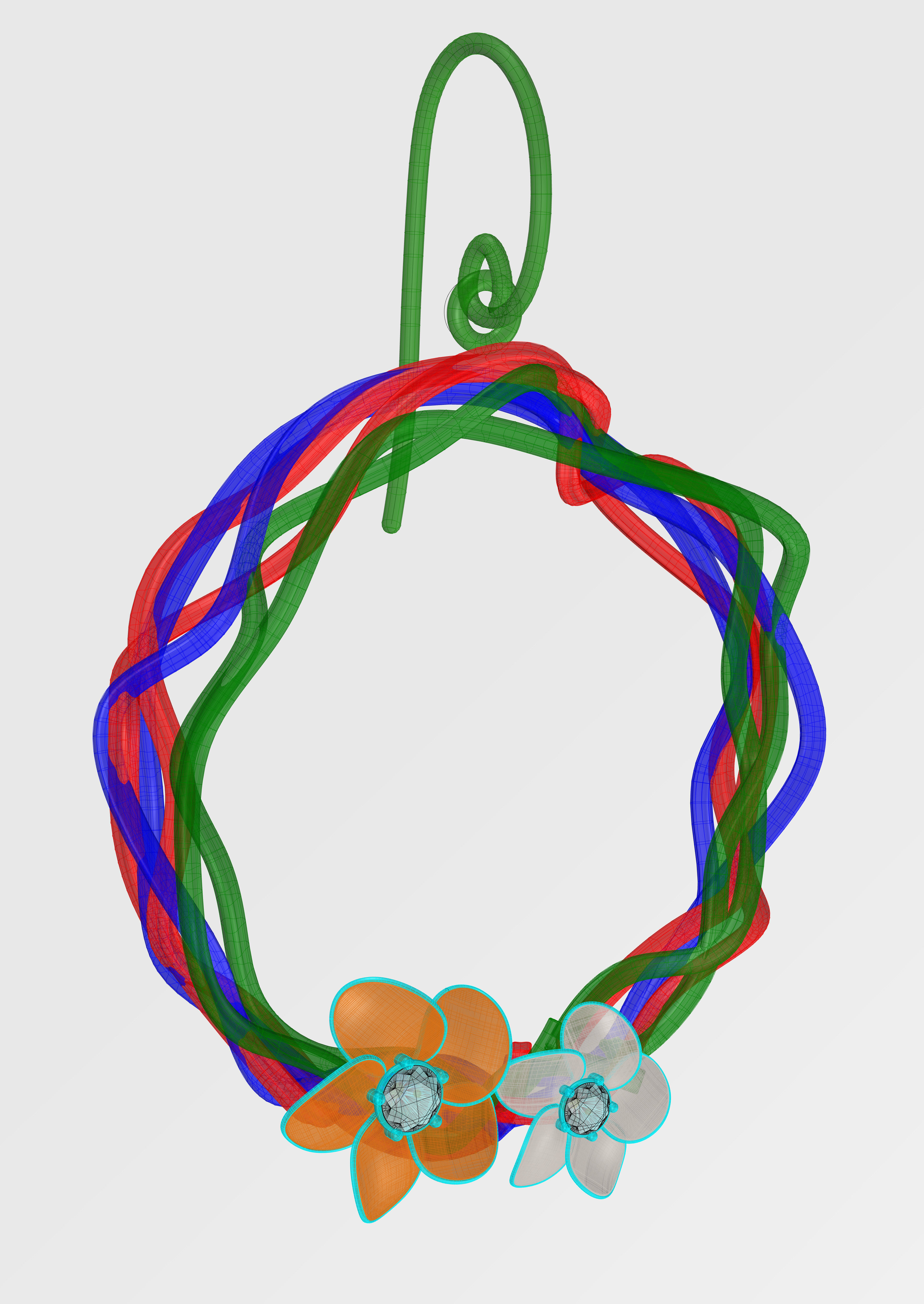 Earrings Hanging Flowers 3D model_1