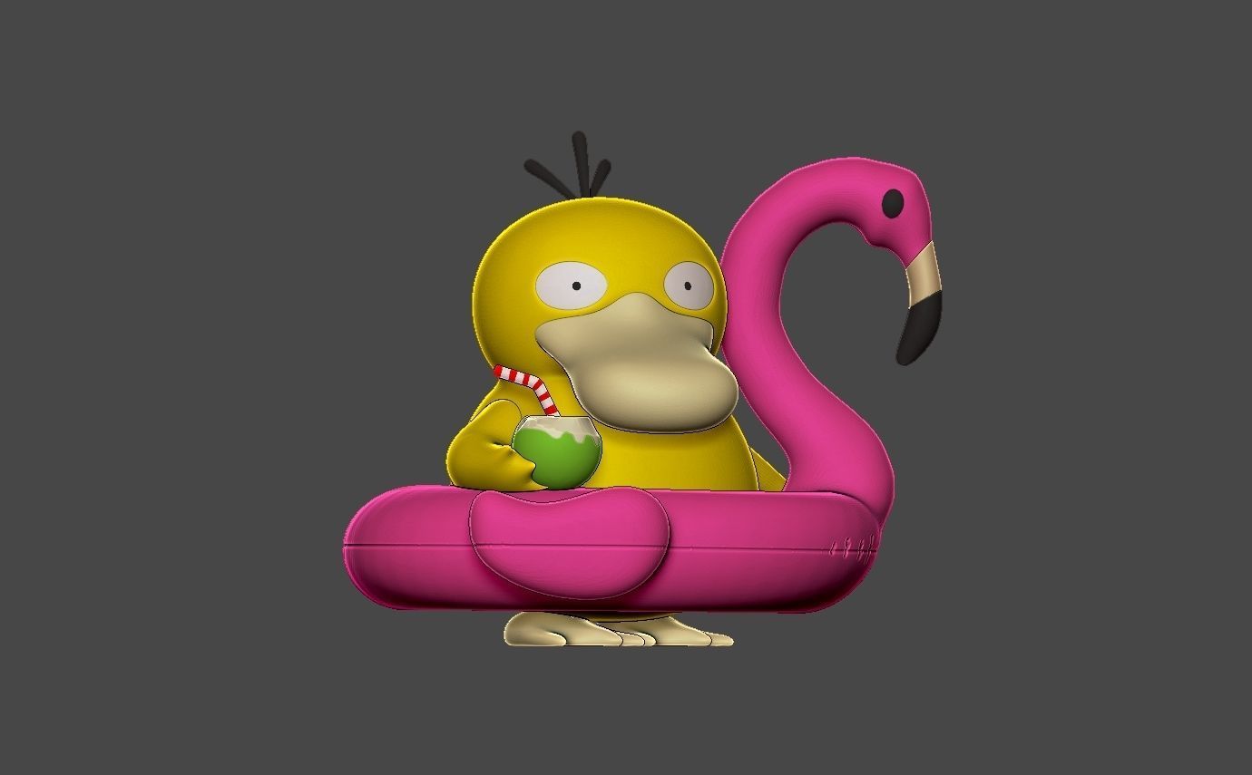 Pokemon psyduck beach style free Free 3D print model_3