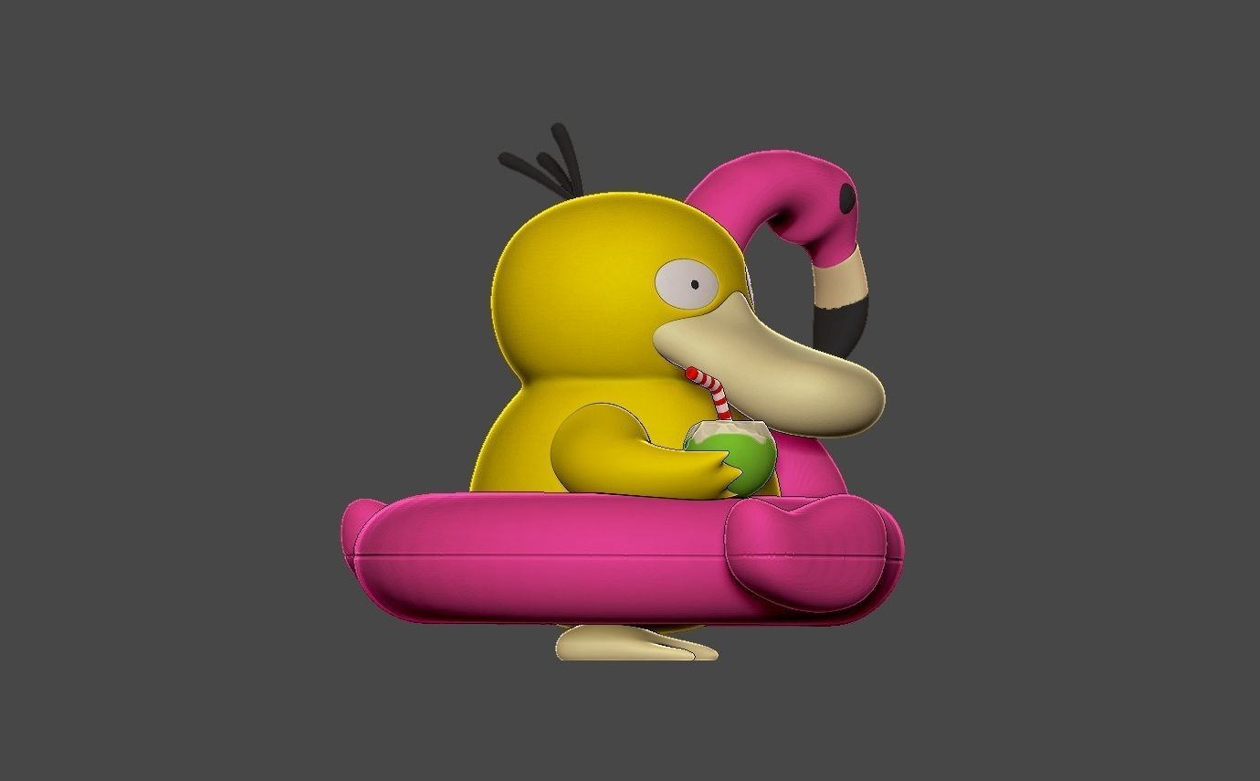 Pokemon psyduck beach style free Free 3D print model_5