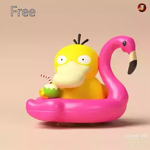 Pokemon psyduck beach style free Free 3D print model