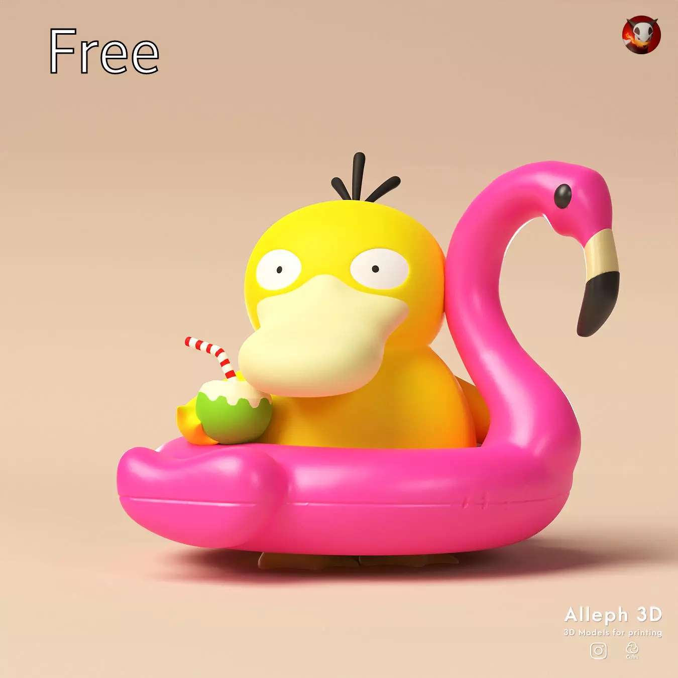 Pokemon psyduck beach style free Free 3D print model_0