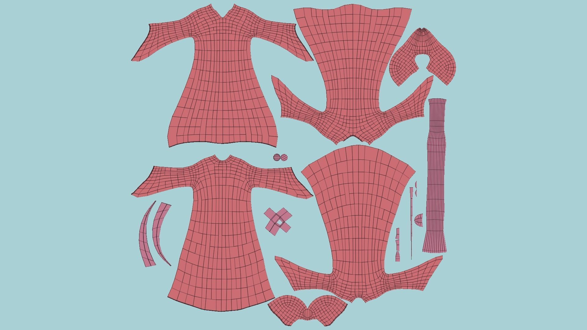 Grim Reaper Costume A05 Red Death - Character Design Low-poly 3D model_14