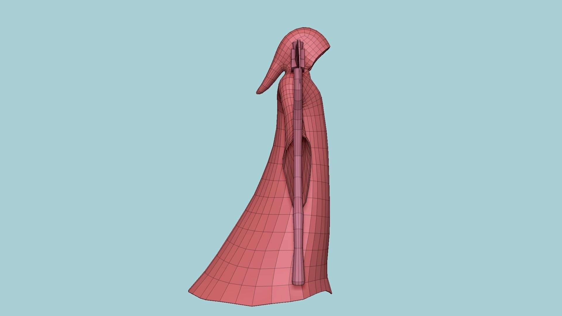 Grim Reaper Costume A05 Red Death - Character Design Low-poly 3D model_24