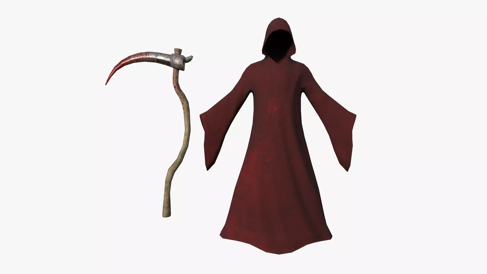 Grim Reaper Costume A05 Red Death - Character Design Low-poly 3D model_0