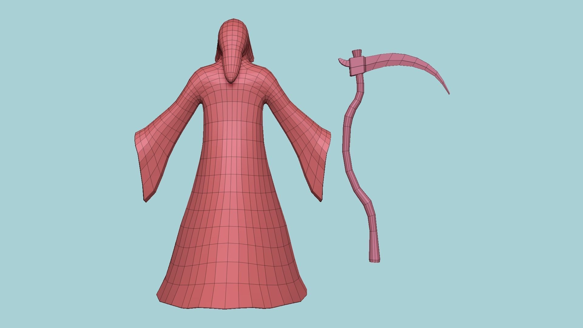 Grim Reaper Costume A05 Red Death - Character Design Low-poly 3D model_26