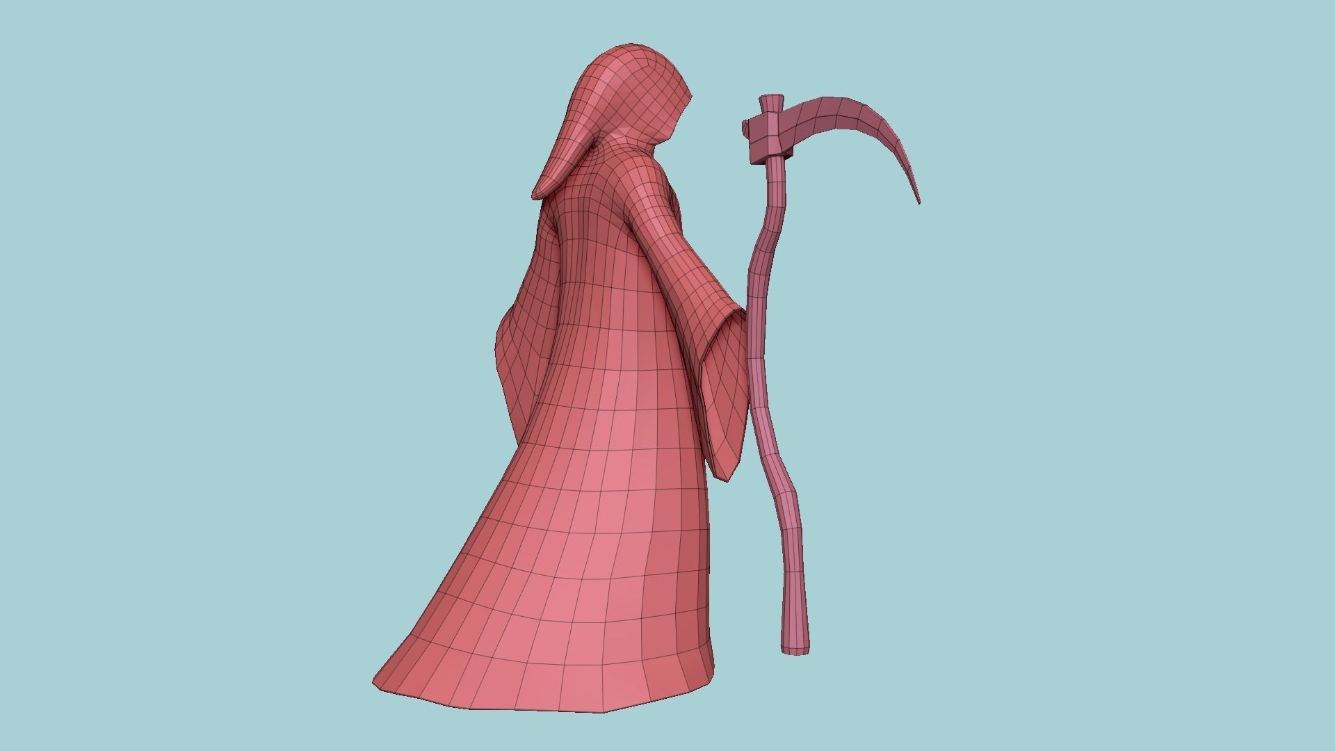Grim Reaper Costume A05 Red Death - Character Design Low-poly 3D model_25