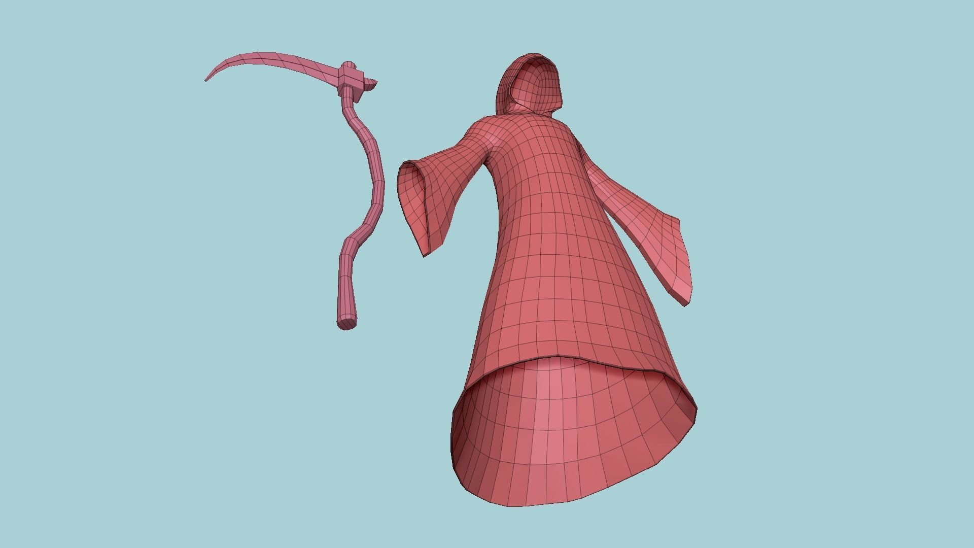 Grim Reaper Costume A05 Red Death - Character Design Low-poly 3D model_19