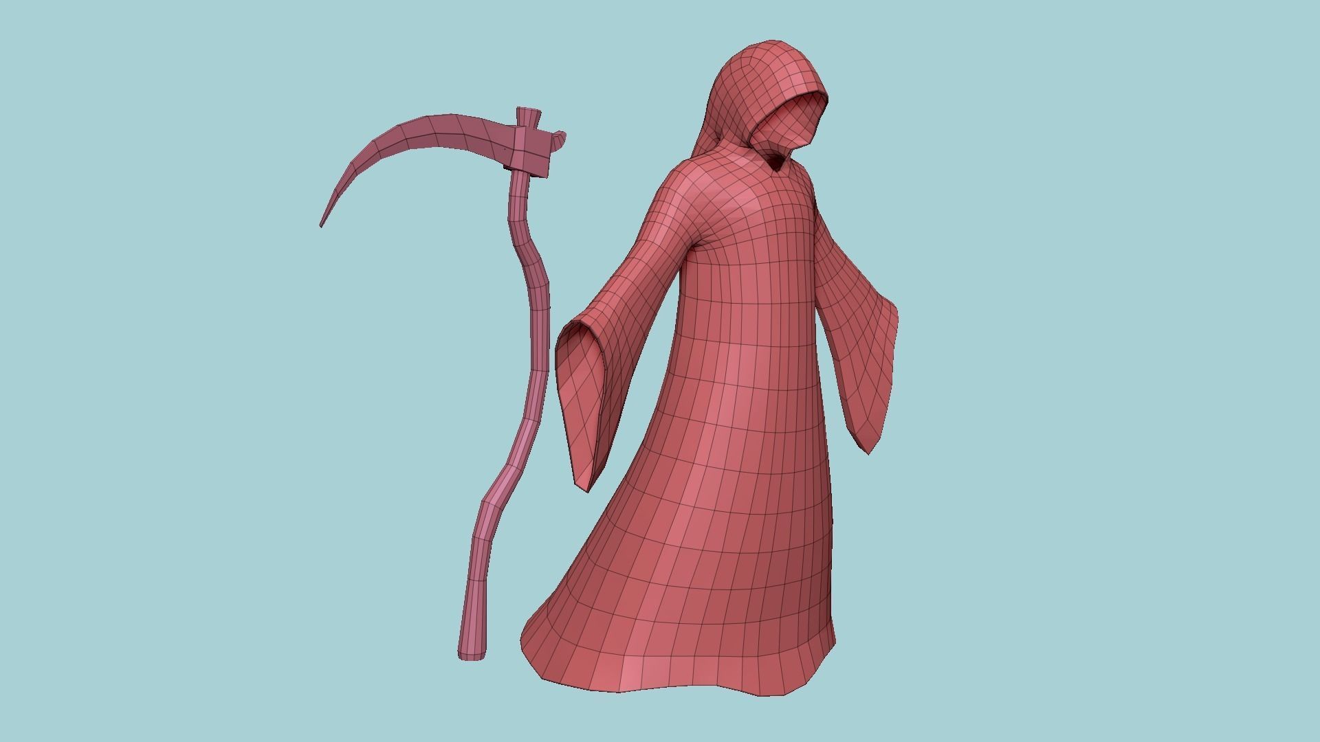 Grim Reaper Costume A05 Red Death - Character Design Low-poly 3D model_23