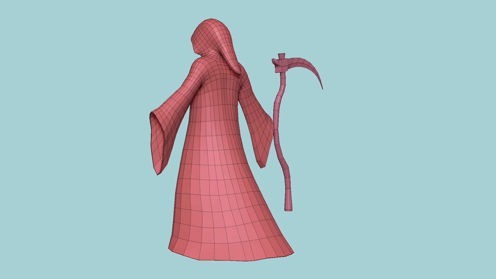 Grim Reaper Costume A05 Red Death - Character Design Low-poly 3D model_27