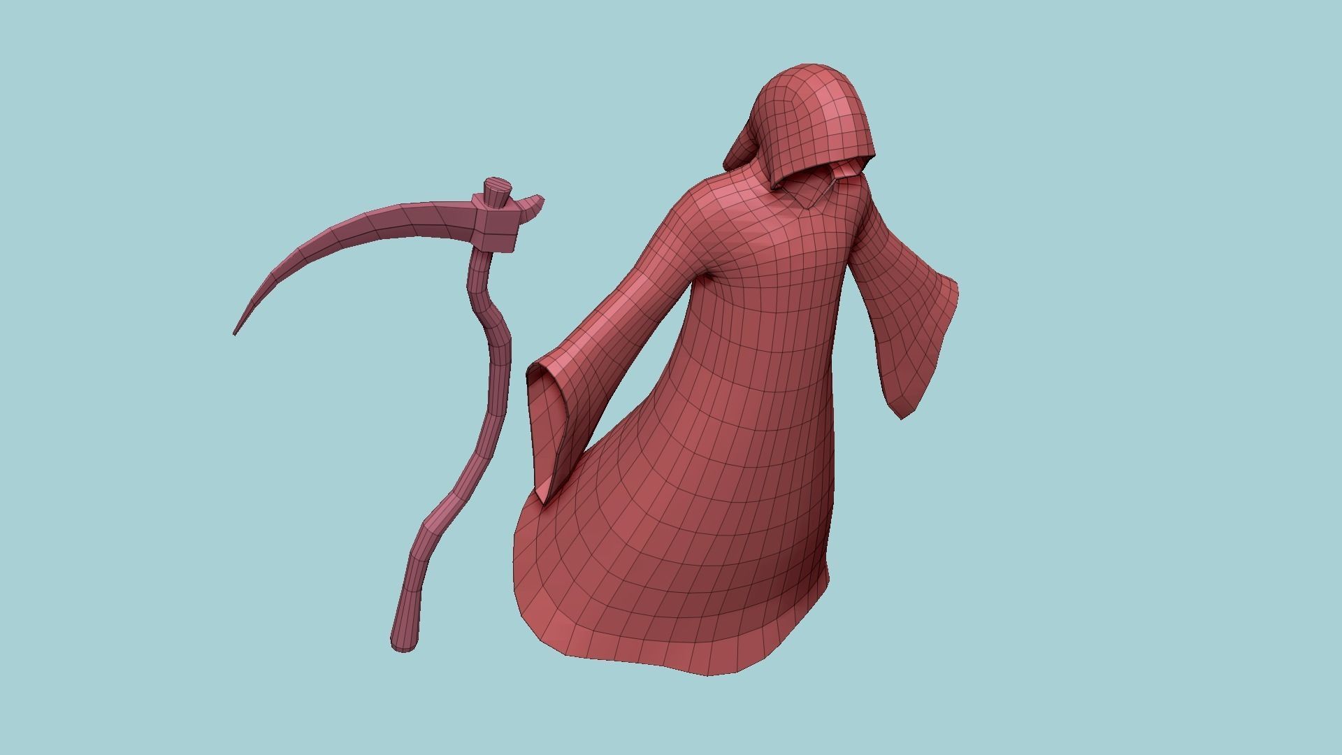 Grim Reaper Costume A05 Red Death - Character Design Low-poly 3D model_18