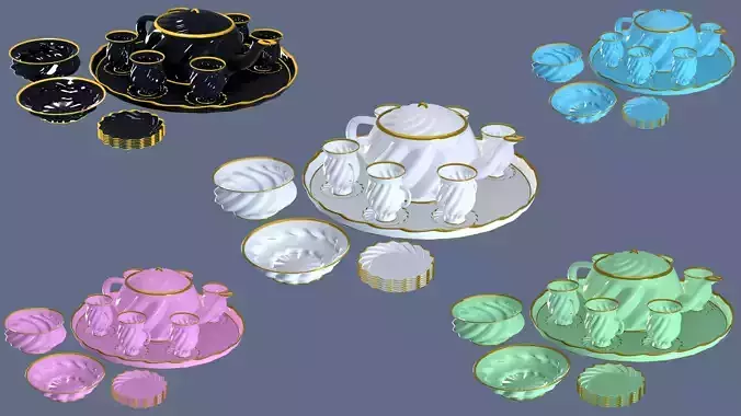Porcelain Tea Set 3D models