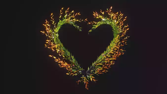 Growing Tree in a shape of Heart Love symbol 3D model