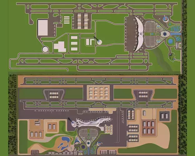 2 Full Airport Architecture Project - 2Ds Drawing - 3Ds Files 3D Model Collection