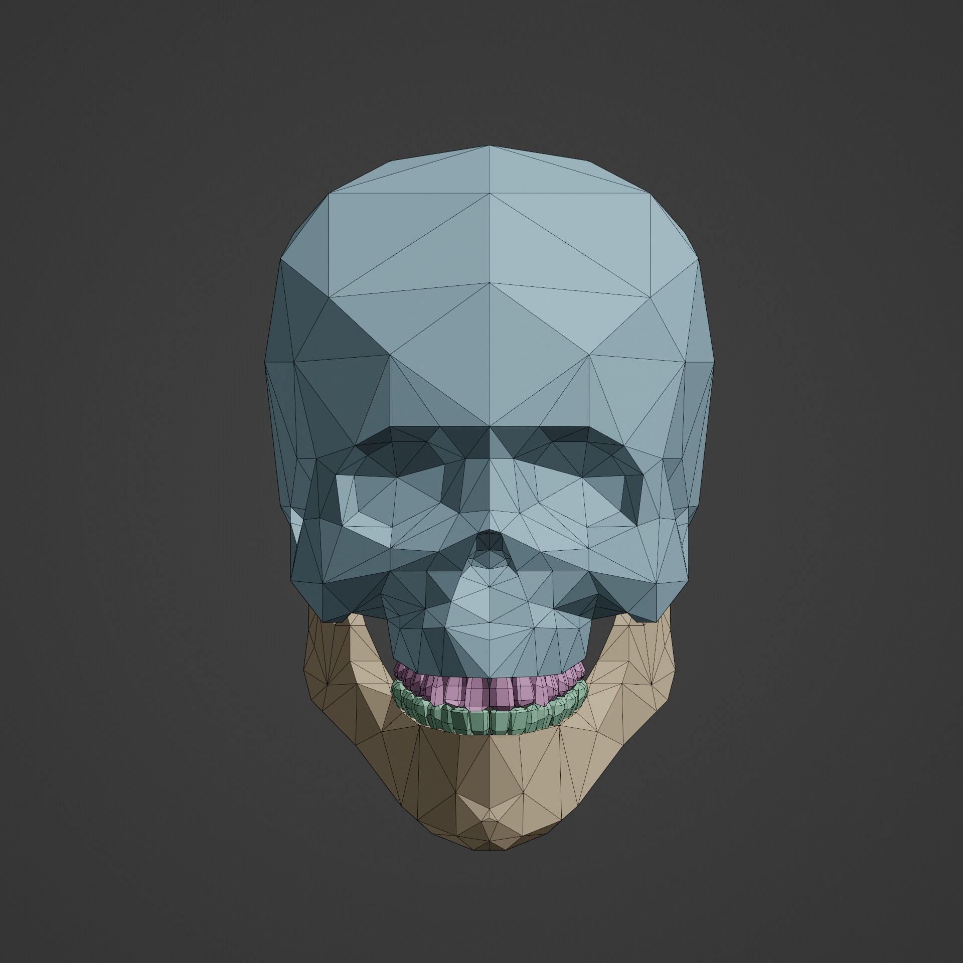 Low Poly Human Skull Low-poly 3D model_4