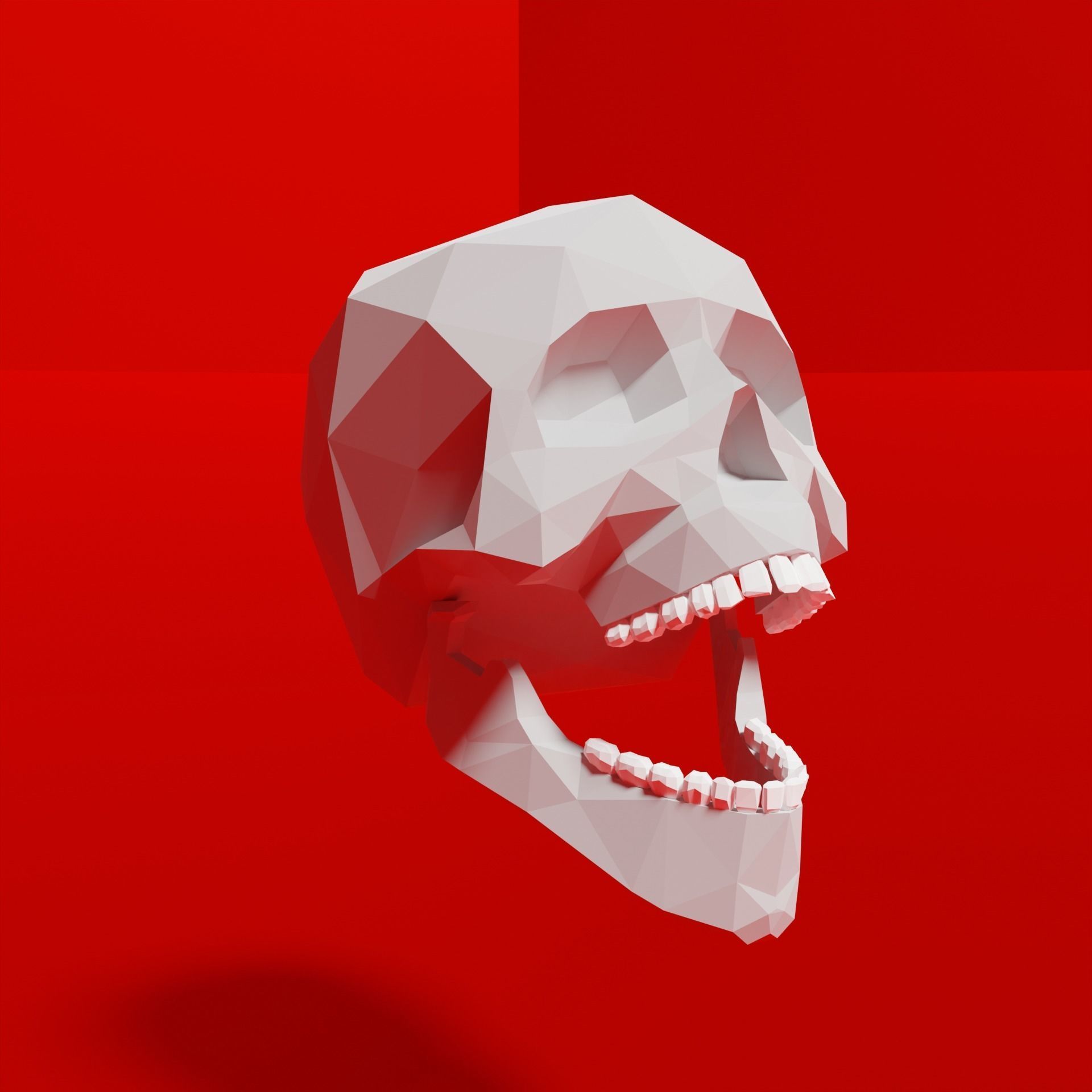 Low Poly Human Skull Low-poly 3D model_1