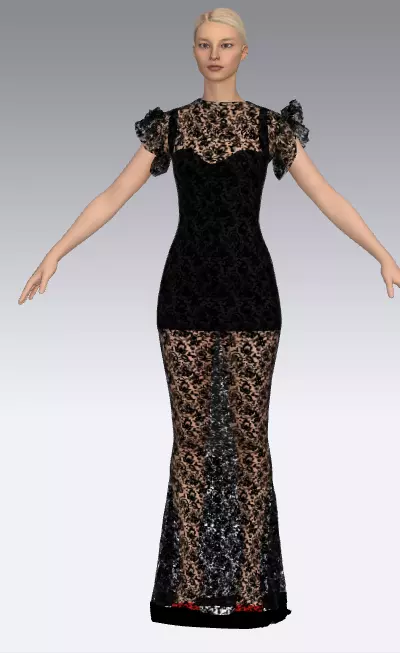 Dress lace fabric black little dress heart shape Low-poly 3D model