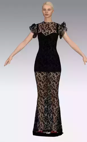 Dress lace fabric black little dress  heart shape  Low-poly 3D model