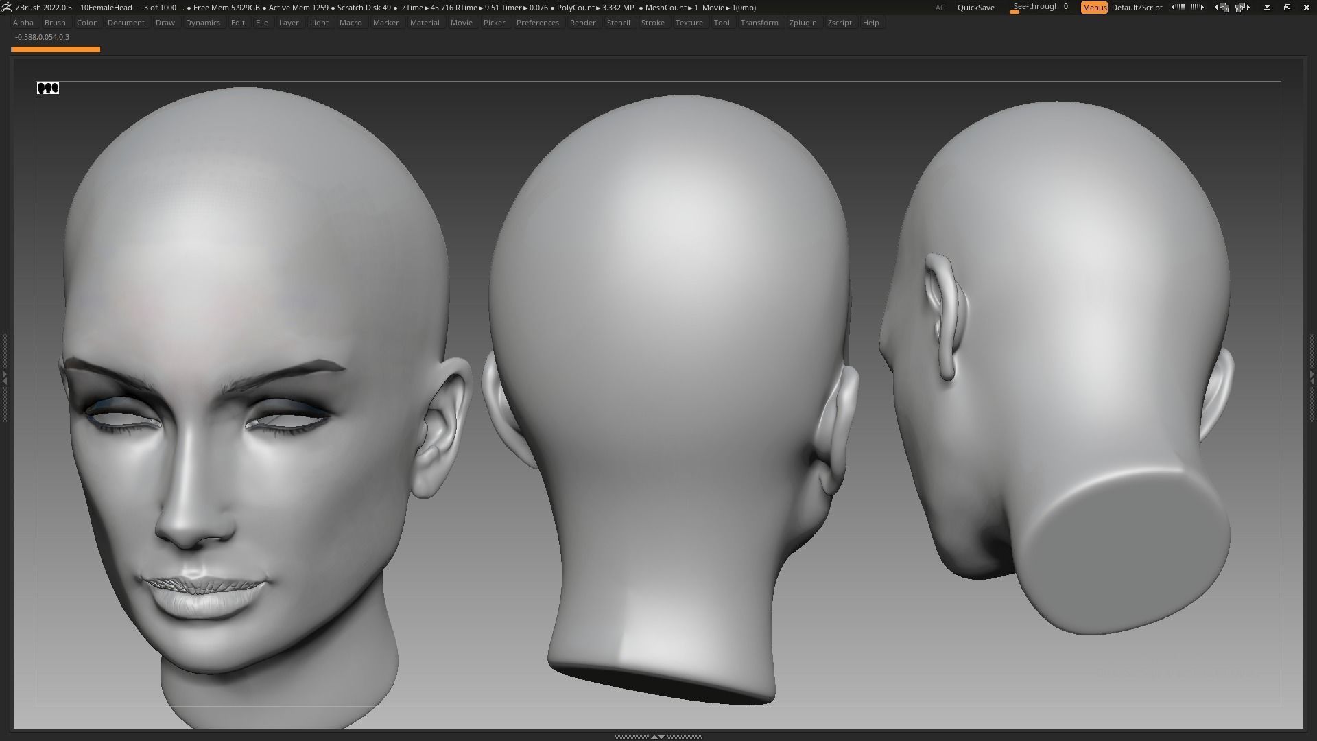 Beautiful Sexy Charismatic Woman Girl Head Female Base Mesh 3D model_6