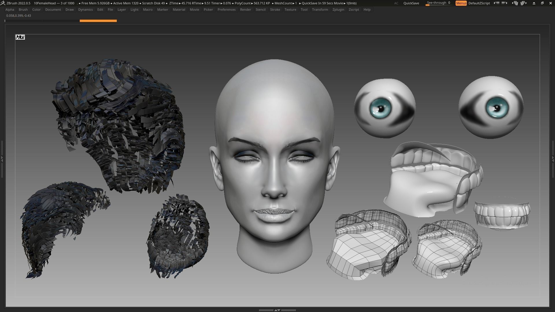 Beautiful Sexy Charismatic Woman Girl Head Female Base Mesh 3D model_8