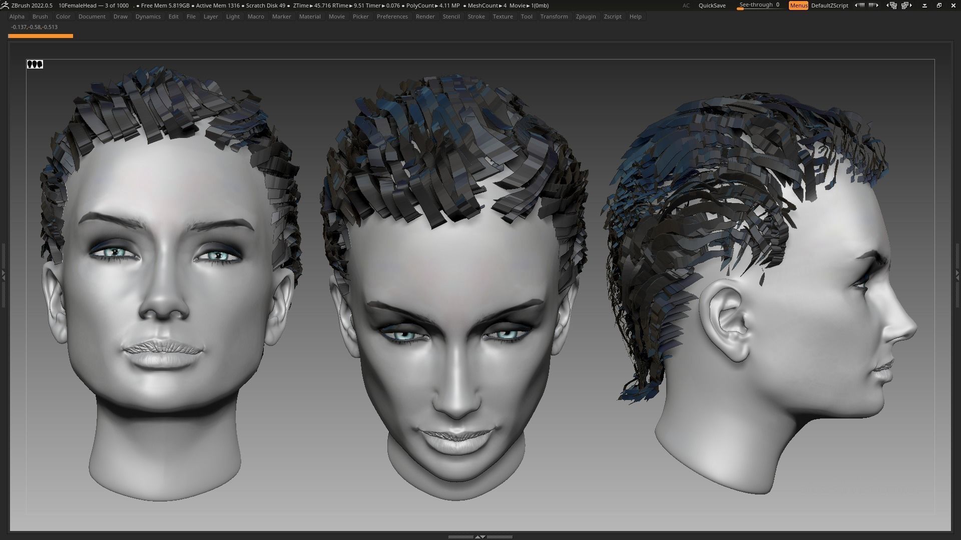 Beautiful Sexy Charismatic Woman Girl Head Female Base Mesh 3D model_5