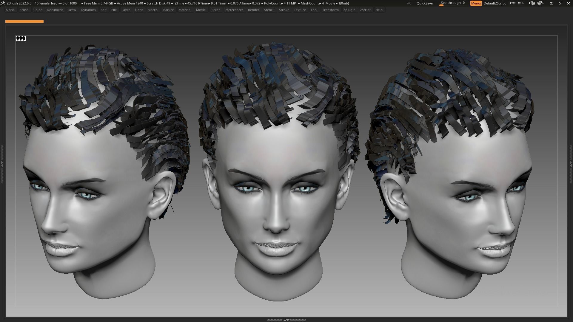 Beautiful Sexy Charismatic Woman Girl Head Female Base Mesh 3D model_4