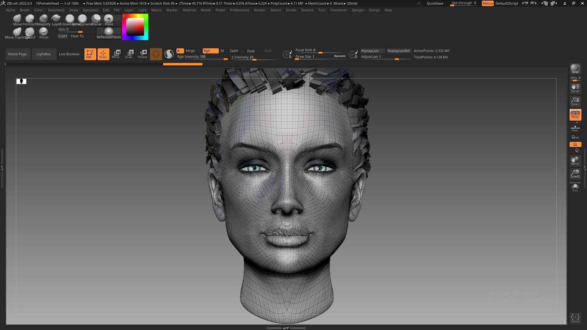 Beautiful Sexy Charismatic Woman Girl Head Female Base Mesh 3D model_10