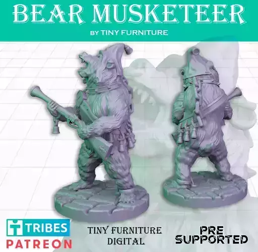 Bear Musketeer 3D print model