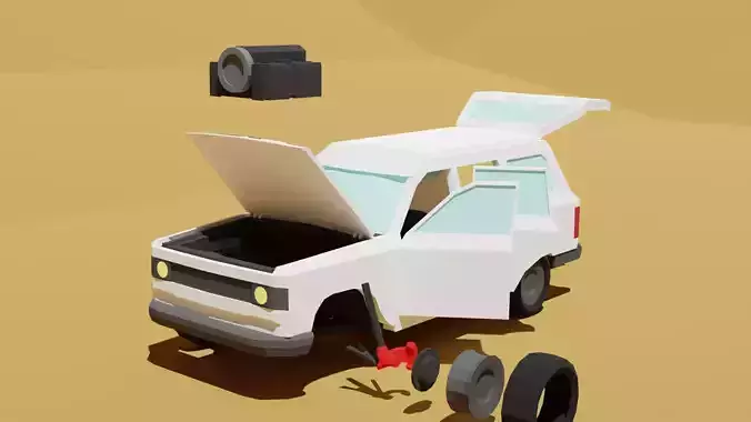 Low-Poly Modular Car - Cruiser Style Low-poly 3D model