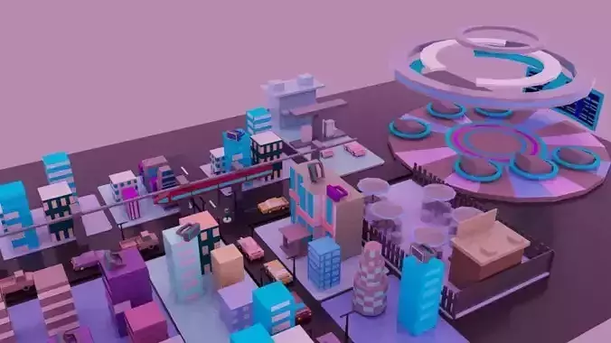 Mat avers low poly City design Low-poly 3D model