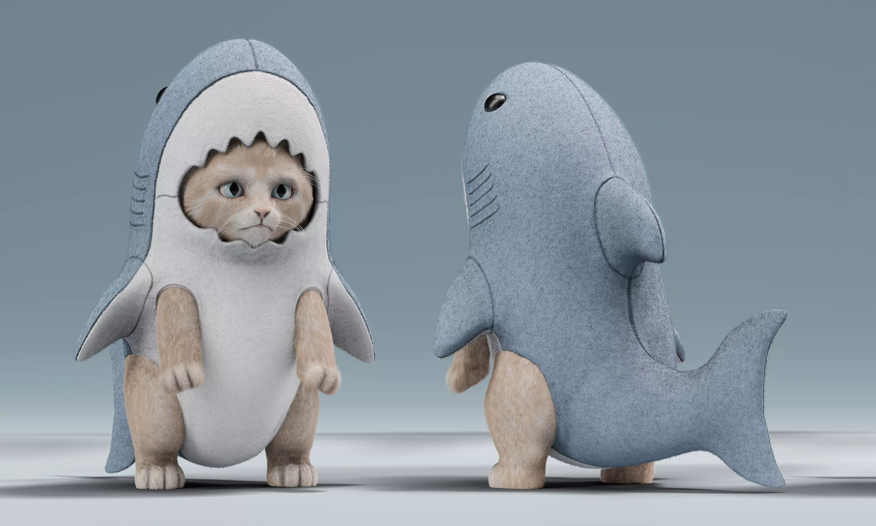 High Detailed Shark Cat Baby Costume 3D model