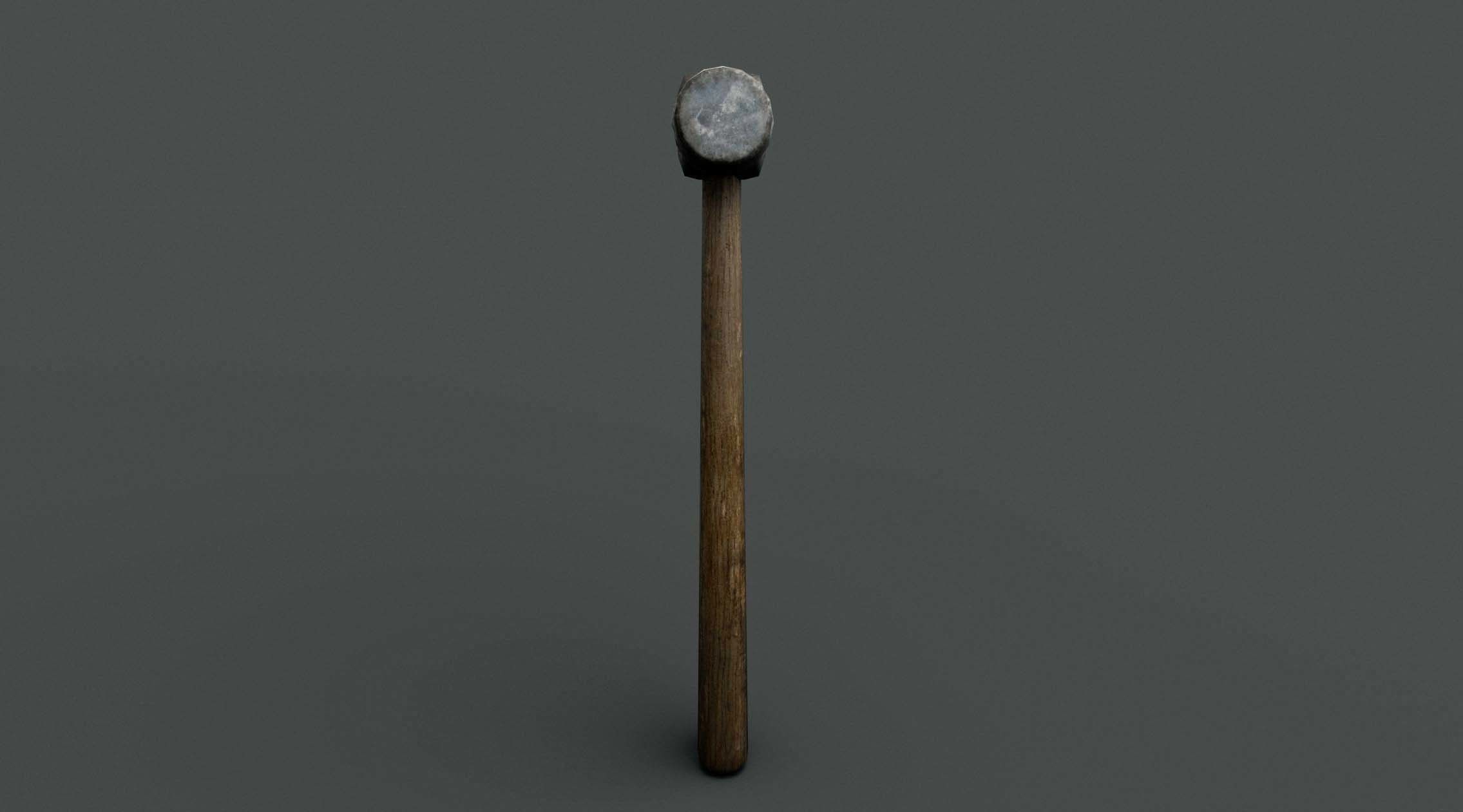 Old hammer Low-poly 3D model_1